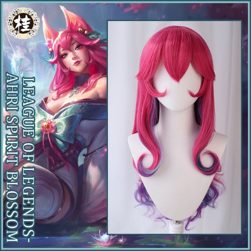 Uwowo League of Legends LOL Spirit Blossom Ahri The Nine-Tailed Fox Cosplay Wig
