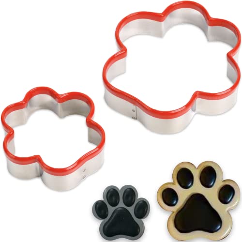 2Pcs Dog Paw Cookie Cutters, Dog Cookie Cutters, Dog Treats Cookie Cutter, Homemade Dog Biscuit Treats Cutters, Coated with Soft PVC for Protection, 4.1" 3'' - 2 - 4.1 / 3.5 inch