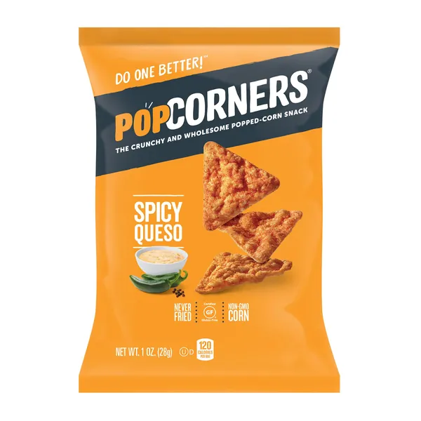 PopCorners Gluten-Free Popped Corn Snacks, Spicy Queso, 1oz Bags, (20 Pack)