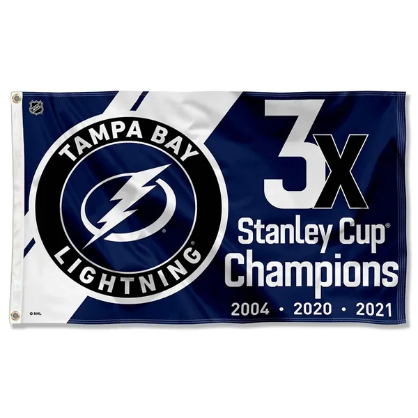 WinCraft Tampa Bay Lightning 3 Time and 2021 Cup Champions Grommet Flag - 