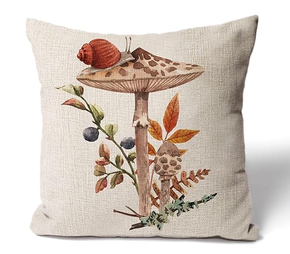 BCLOSE Cottagecore Room Decor Aesthetic - Fairycore Room Decor - Fall Room Decor - Mushroom Decor Throw Pillow Cover (18"x18")