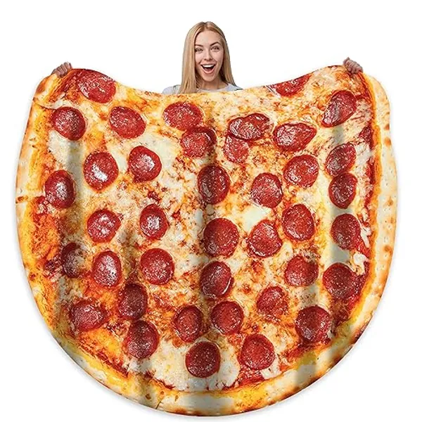 Pizza Blanket Adult Kdis Size Funny Realistic Food Personalized Throw Blanket Novelty Gift for Everyone 300 GSM Soft Flannel 60 inches Red - 60 inches - Red