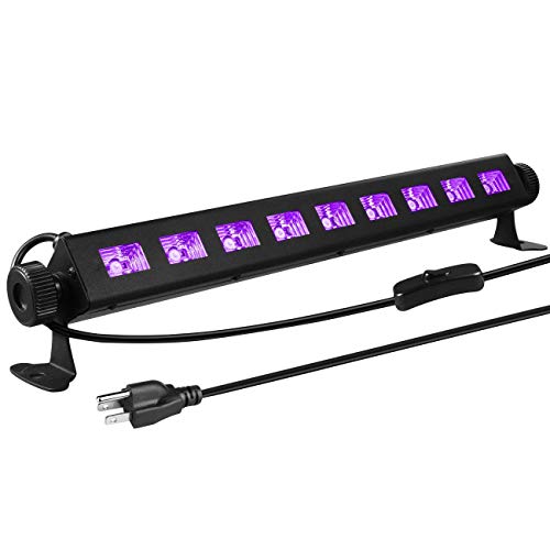 Gohyo 9 LED Black Light, 27W LED UV Bar Glow in The Dark Party Supplies for Christmas Blacklight Party Birthday Wedding Stage Lighting, Material Metal Iron - 27
