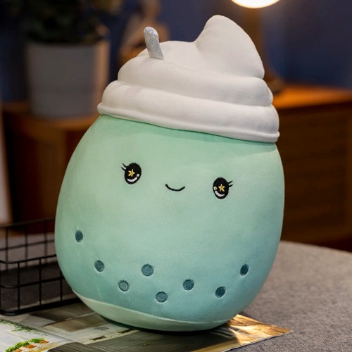 Cutest Ice-cream Boba Tea Stuffed Plush Cushion - Ice cream boba green / 24cm