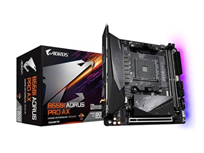 GIGABYTE B550I AORUS PRO AX (AM4 AMD/B550/Mini-Itx/Dual M.2/SATA 6Gb/s/USB 3.2 Gen 1/WiFi 6/2.5 GbE LAN/PCIe4.0/Realtek ALC1220-Vb/DisplayPort 1.4/2xHDMI 2.0B/RGB Fusion 2.0/DDR4/Gaming Motherboard) - B550I AORUS PRO AX