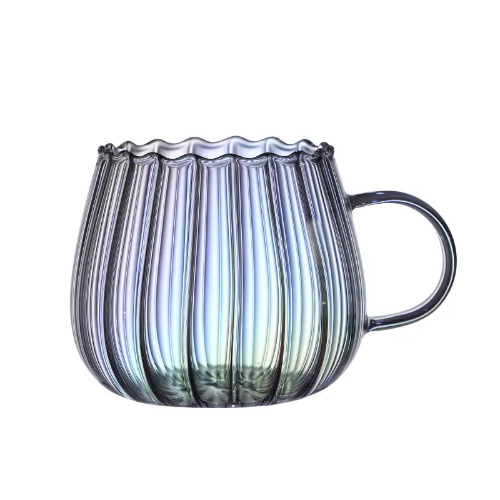 Pumpkin Shaped Glass Cup with Handle - Colorful