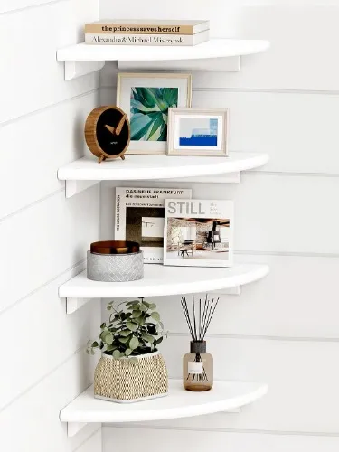 Forbena White Corner Floating Shelves for Wall Set of 4