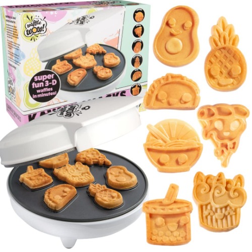 Kawaii Fun Snacks Mini Waffle Maker - 7 Different Food Japanese Style Designs Featuring an Avocado Pizza Ramen Taco & More- Cool Electric Waffler for Amazing Kids Morning Breakfast or Mothers Day Gift