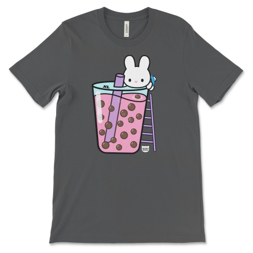 Boba Bunny Bubble Tea Shirt - Dark Grey Heather / 3X
