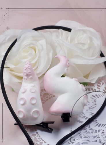 Handcrafted Tentacle Hairclips - Pink