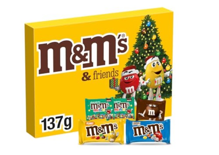 M&M'S & Friends Christmas Chocolate Gift Box, Christmas Gifts, Stocking Fillers, Chocolate Selection Box, 139g