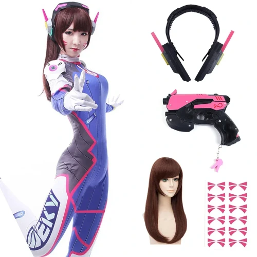 Anime Frau Overall Strumpfhose dva Cosplay Kostüm Spiel Zentai Perücke Cosplay Requisiten Kopfhörer Anzug d. va cos Party Halloween Kostüme - AliExpress 