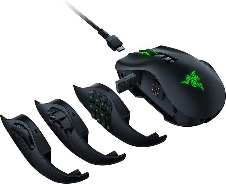 Razer Naga Pro Wireless Gaming Mouse: Interchangeable Side Plate w/ 2, 6, 12 Button Configurations - Focus+ 20K DPI Optical Sensor - Fastest Gaming Mouse Switch - Chroma RGB Lighting - Mouse Naga Pro
