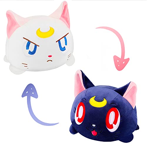 Memall 8'' Moon Cat Luna Reversible Stuffed Plush Toys, Cartoon Anime Stuffed Animal Plushie Double-Sided Flip Plush Doll Birthday Gift for Kids Boys Girls