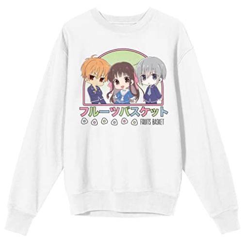 Bioworld Fruits Basket Chibi Characters Unisex White Long Sleeve Sweatshirt - X-Large