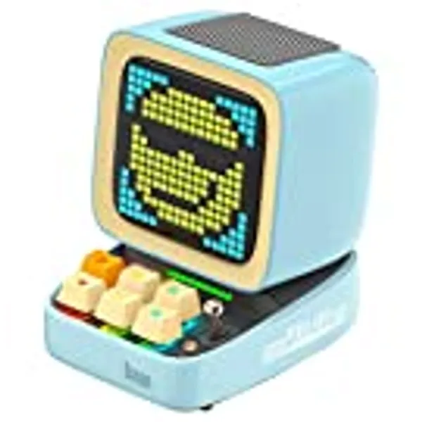 Divoom Ditoo Retro Pixel Art Bluetooth Speaker with Programmable RGB Led Screen, Gaming Gadget with Mechanical Keyboard, Also a Smart Alarm Clock (Blue)