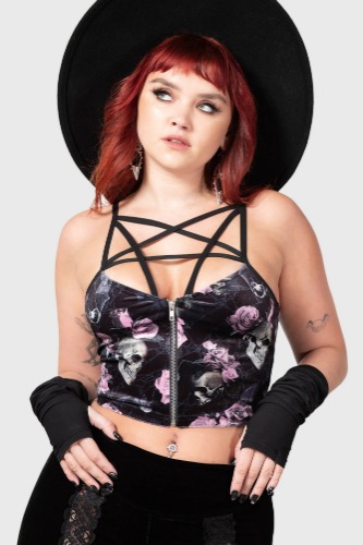 Lost In Sin Zip Top [BLACK/PINK] | XL / Black/Pink / 93% Polyester 7% Elastane