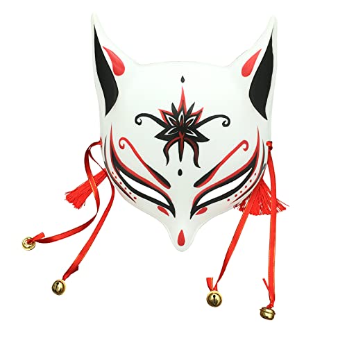 YangYong Kitsune Mask for Halloween Costume, Japanese Traditional Fox Cosplay Kabuki Masks Anime Masquerade Ball Party - A