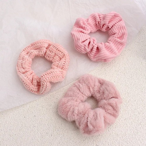 3pc/Set Elastic Hair Bands Scrunchies Cozy Cute Accessories - 16