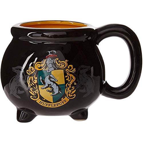 Silver Buffalo Harry Potter House Hufflepuff Crest Cauldron Ceramic 3D Sculpted Mug, 20 oz - Hufflepuff