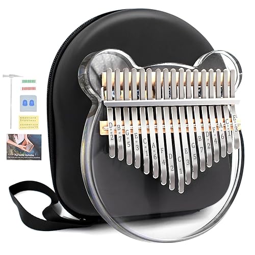 Acrylic Kalimba Thumb Piano,YUNDIE Portable 17 Keys Mbira Crystal Finger Piano, Musical Instruments Birthday Gift for Kid Adult Beginners Professional(Clear) (17 Keys) - 17 Keys