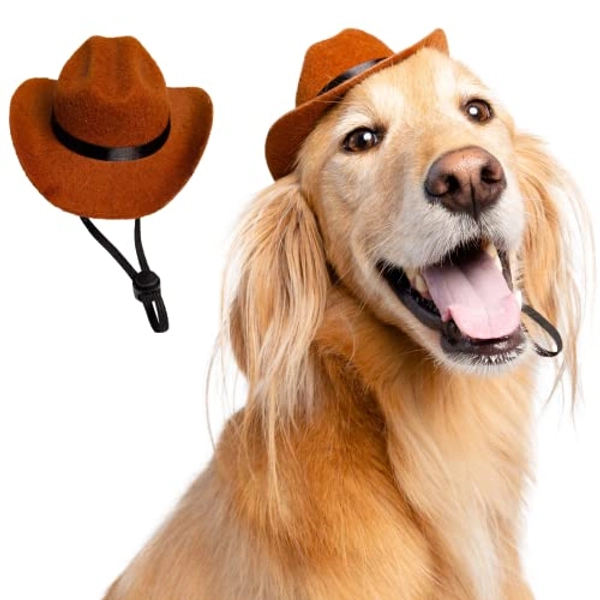 Pet Krewe Cowboy Hat Dog Costume for Cats and Dogs | Pet Costume for Dogs 1st Birthday, National Cat Day & Celebrations | Halloween Outfit for Small and Large Cats & Dogs - One Size