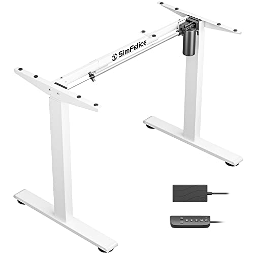 Electric Standing Desk Frame Height Width Adjustable Desk DIY Workstation Ergonomic Adjustable Electric Desk Legs 43 ” to 78.5 ” Raising Desk with Memory Controller Motorized Electric Table White - White