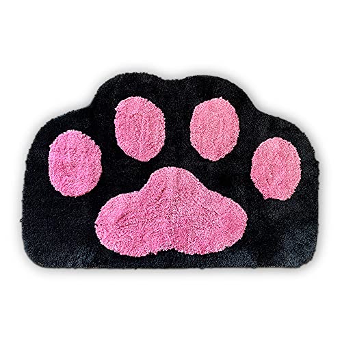 Cricket & Junebug Bathroom Rug/Mat Cat Paws 23x35 Inch (Black & Pink) - Black & Pink