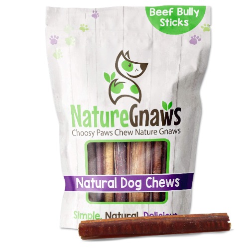 Nature Gnaws Bully Sticks for Large Dogs - Premium Natural Beef Dental Bones - Thick Long Lasting Dog Chew Treats for Aggressive Chewers - Rawhide Free 10 Count (Pack of 1) - 6 Inch 10 Count