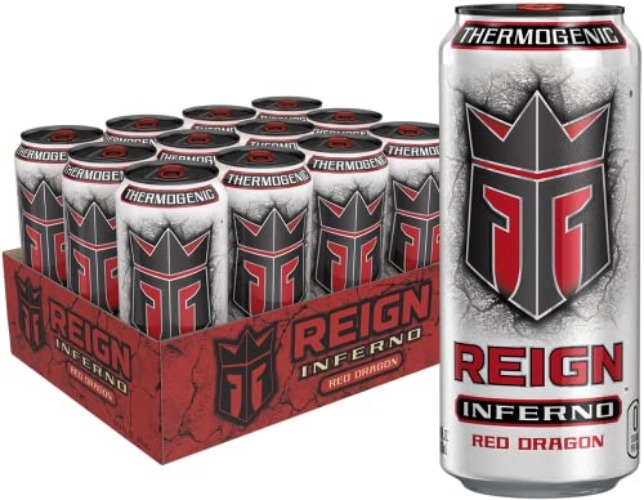 Reign Inferno Red Dragon, Thermogenic Fuel, Fitness and Performance Drink, 16 Fl Oz (Pack of 12) - Red Dragon - 16 Fl Oz (Pack of 12)