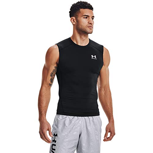 Under Armour Men's HeatGear Compression Sleeveless T-Shirt - Black (001)/White X-Large