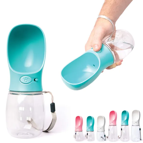 Zenify Dog Water Bottle for Walking Hiking Camping Beach Outdoor Travel Lead Leash Accessory Puppy Dogs Pets Drink Alternative to Pet Collapsible Bowl Small (350ml (S/M) Blue)