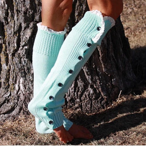 Lacy Legs - Lounge in Delicate and Cozy Lacy Socks - Mint