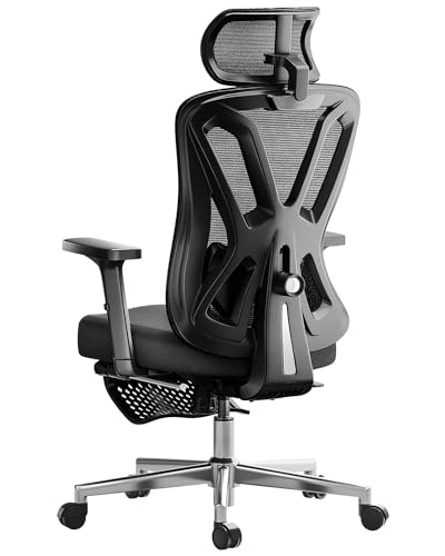 Hbada Ergonomic Office Chair, Desk Chair with Adjustable Lumbar Support and Height, Comfortable Mesh Computer Chair with Footrest 2D Headrest, Swivel Tilt Function Black - Black - supreme