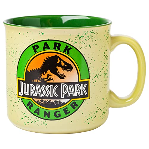 Silver Buffalo Jurassic Park Park Ranger Camper Style Ceramic Coffee Mug, 20 Ounces - 20oz Park Ranger