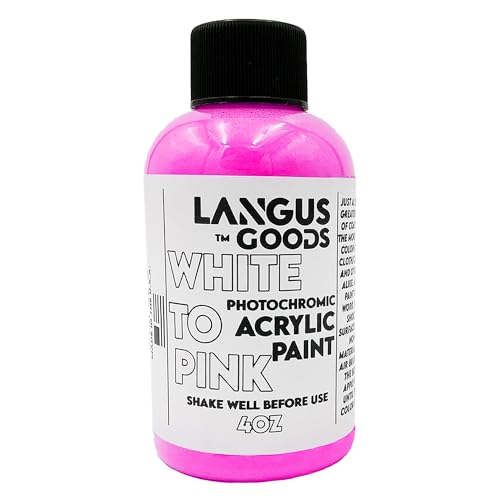 Color Changing Fabric & Airbrush Paint That Changes Color in the Sun and Changes Back When Sunlight Is Blocked - Photochromic (UV) (4oz, White to Pink) - 4 Fl Oz (Pack of 1) - White to Pink