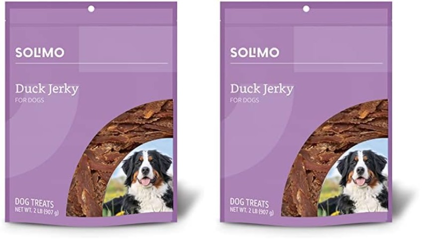 Amazon Brand - Solimo Duck Jerky Dog Treats,2 pounds (Pack of 2) - Duck - 2 Pound (Pack of 2)