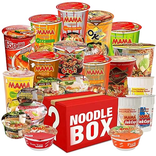 Mama Instant Top Ramen Noodles Cup & Bowls Sample Bundle with Complementary Hi-Chew (10 Pack) - (10 pack, Mama Brands) Cups, Bowls, Bag