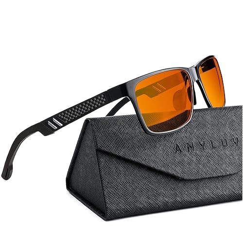 ANYLUV Gaming Glasses for Men Anti Blue Light Computer Glasses Rectangle Al-Mg Metal Frame UV400 Mens Blue Light Screen Blocker - C01-black - Max Protection