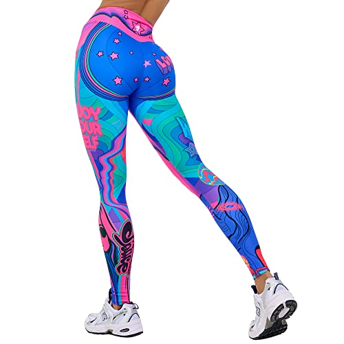 Bona Fide Premium Quality Classic Leggings for Women with Unique Design and Butt Lifting - Comfortable Workout Leggings - Large - Bona Classic Girl Power