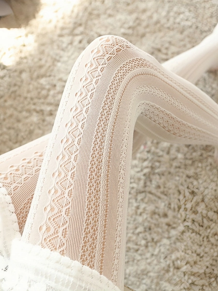 1 piece Lolita lace stockings pantyhose female carved net stockings hollow thin bottom lolita socks