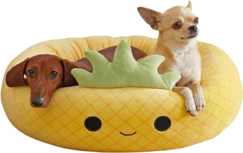 Squishmallows 20-Inch Maui Pineapple Pet Bed - Small Ultrasoft Official Squishmallows Plush Pet Bed - 20.0"L x 20.0"W x 8.0"Th