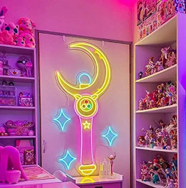 32"x32" Vivid Sign New Sailor Moon Magic Stick Beer Cute Super Bright Wall Decor Light Vivid LED Neon Sign Lamp 32SMMS91