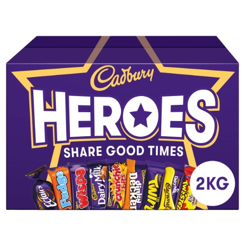 Cadbury Heroes Bulk Sharing Box OFFICIAL, Assortment of Mini Cadbury Chocolate Bars, Christmas, Birthday Gift, 2 kg