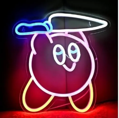 LED Neon Kirby with a Knife