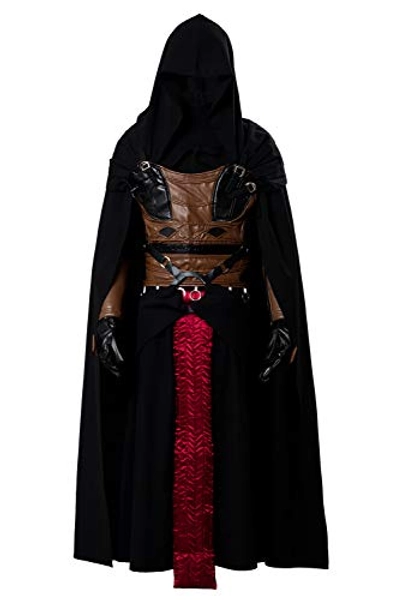 Adult Darth Revan Costume Black Outfit Tunic Hooded Robe Halloween Uniform