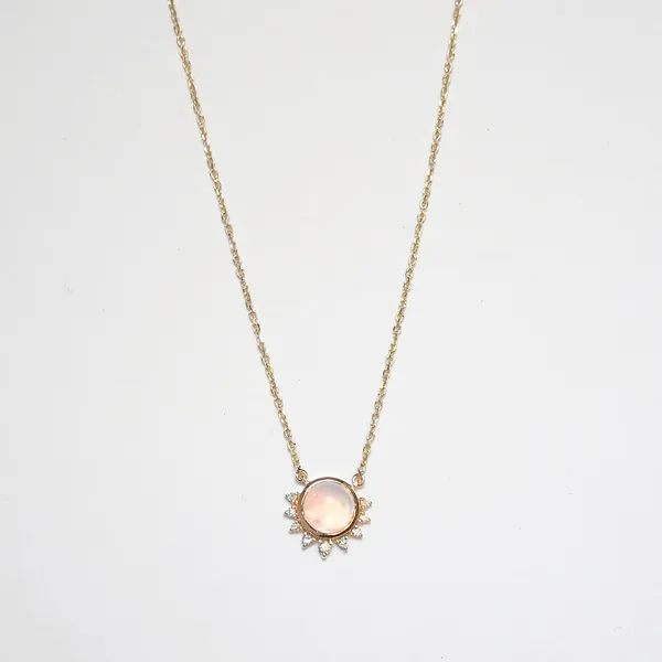Gold Luna Necklace, Moonstone & Diamonds - Avinas Jewelry