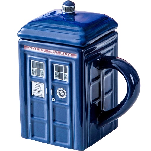 ZONSUSE Dr Who Tardis Tazza e coperchio,Tazzine Caffe Particolari,Tazze Colazione, Regali di Compleanno, Natale e Anniversario per i Fan, Gli Amici e la Famiglia di Doctor Who, 450ML (Stile D2)