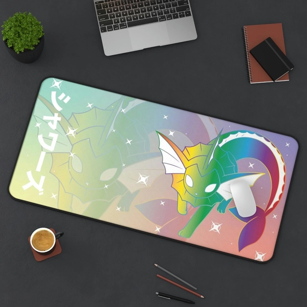 Vaporeon Gaming Desk Mat, Long Desk Mats, Mousepad, Christmas Birthday Gift Idea, Anime Game Mats, Gaming Mousepad, Official Size Desk Mats