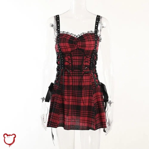 "Rebel Plaid Grunge Dress" - 1 / L